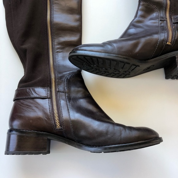 SOLD x Michael Kors Brown Leather Zip Riding Boots - Picture 8 of 13